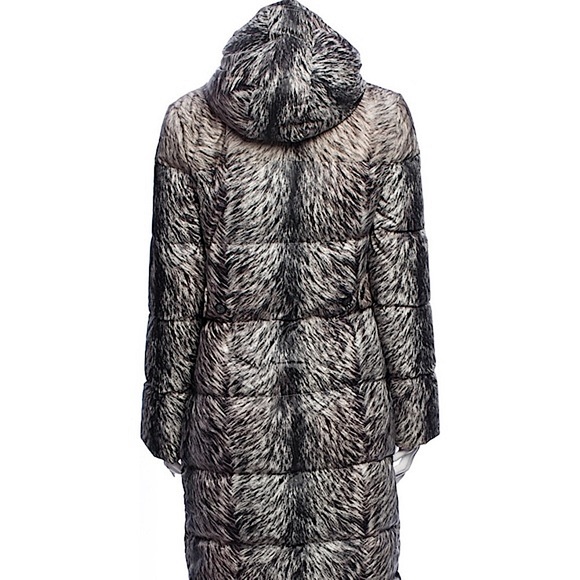 Oscar de la Renta Jackets & Blazers - gray Oscar De Le Renta down coat | fur print | puffer coat | silk | designer